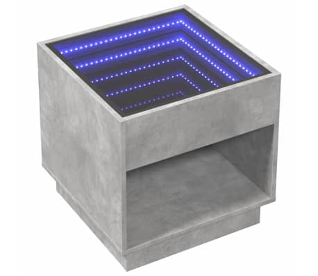 vidaXL Nachtkastje met Infinity LED 50x50x50 cm betongrijs
