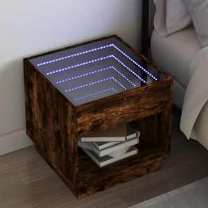 Noční stolek s Infinity LED kouřový dub 50 x 50 x 50 cm - obrázek 1