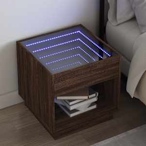 Noční stolek s Infinity LED hnědý dub 50 x 50 x 50 cm - obrázek 1