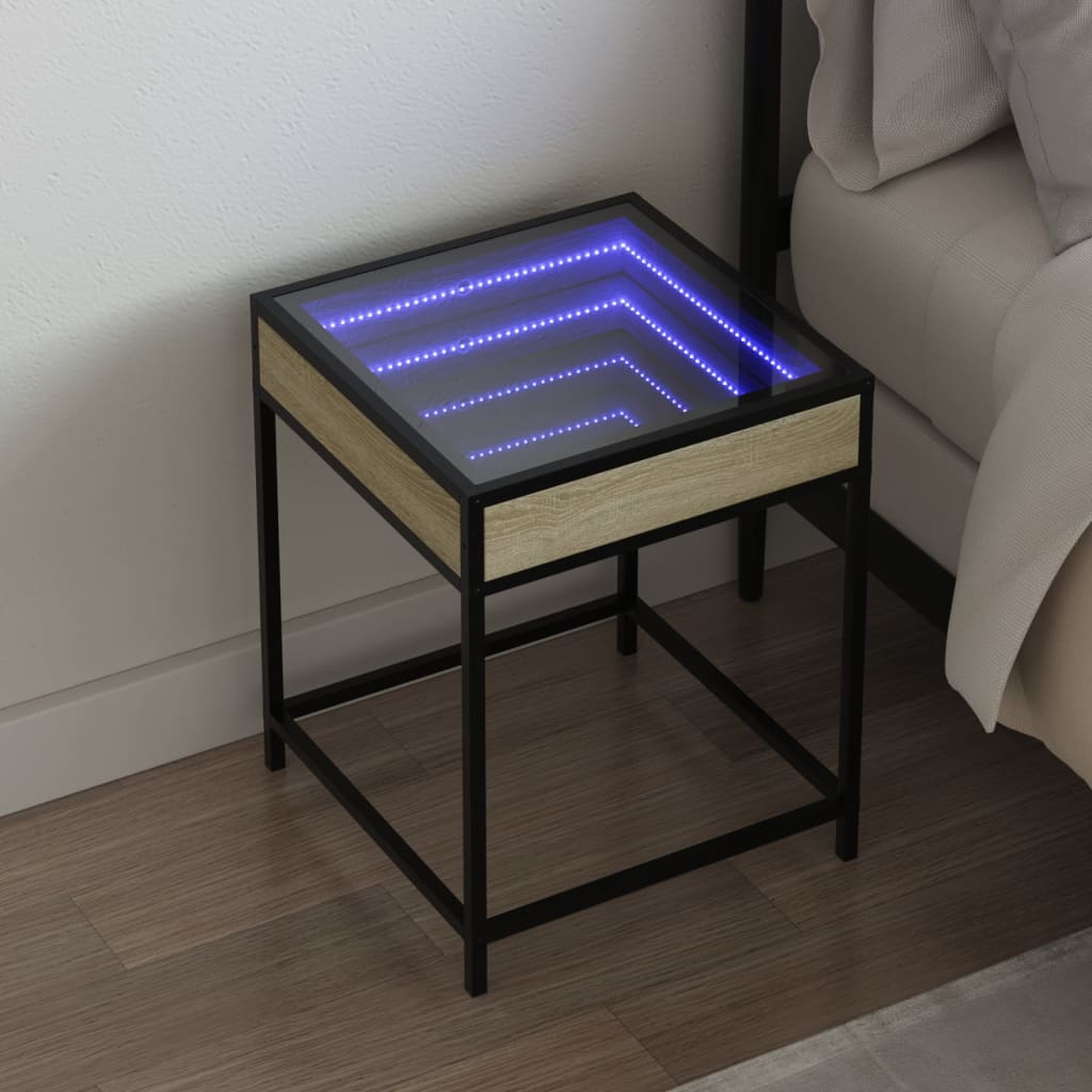 vidaXL Nachttisch mit Infinity-LED Sonoma-Eiche 40x40x51 cm