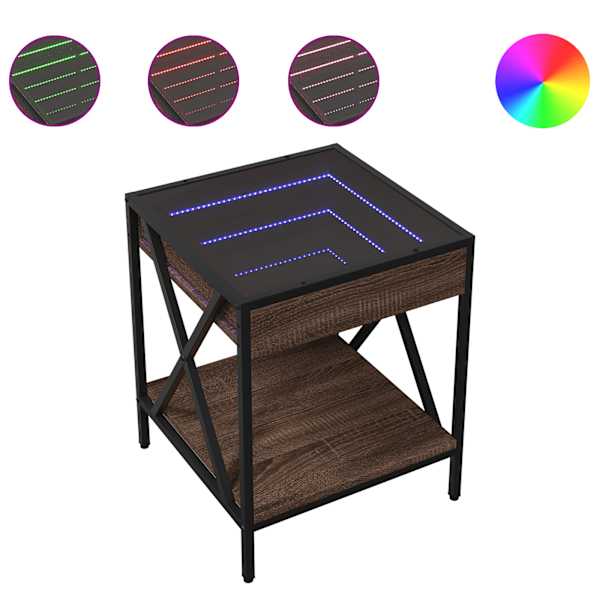vidaXL &ouml;&ouml;kapp LED-tuledega, pruun tamm, 40x40x49 cm