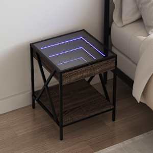 Noční stolek s Infinity LED hnědý dub 40 x 40 x 49 cm
