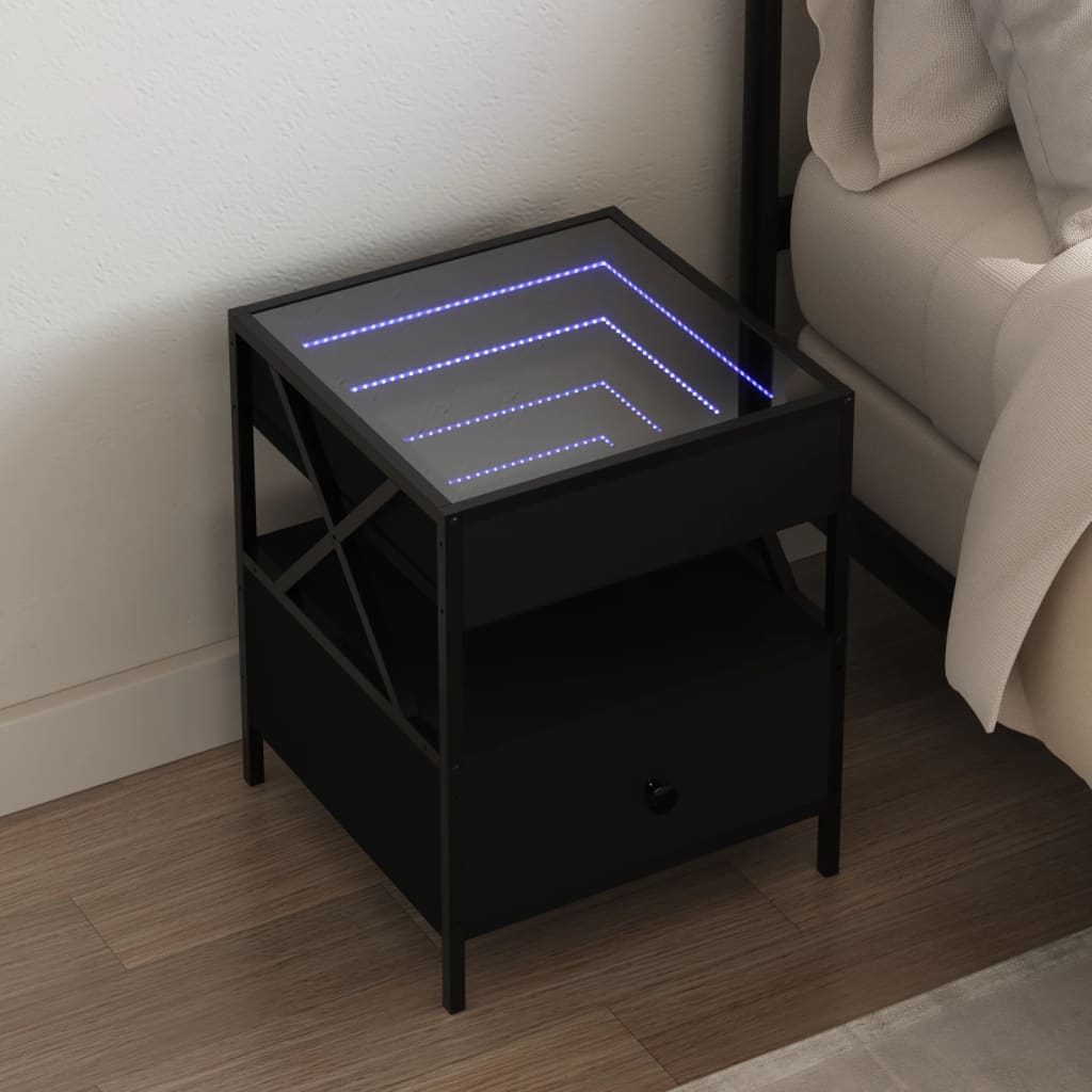 vidaXL Nachttisch mit Infinity-LED Schwarz 40x40x51 cm