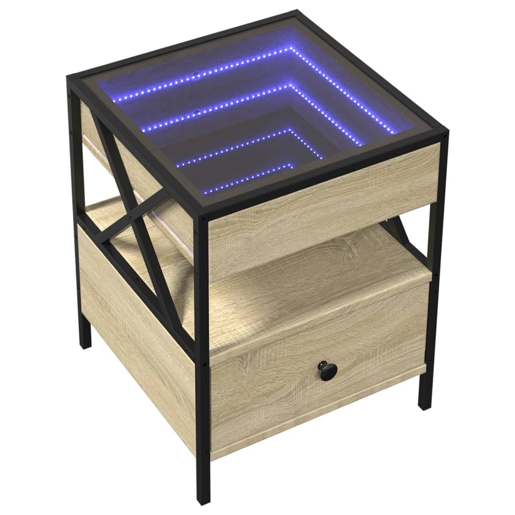 Thumbnail - vidaXL Nachttisch mit Infinity-LED Sonoma-Eiche 40x40x51 cm
