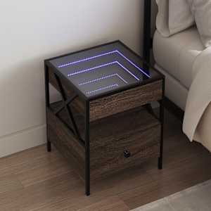 Noční stolek s Infinity LED hnědý dub 40 x 40 x 51 cm - obrázek 1