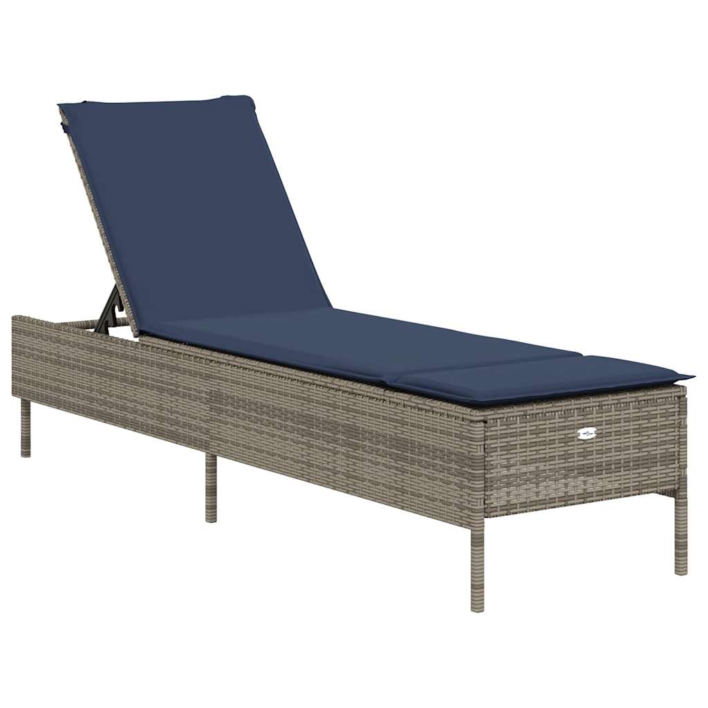 Sun Lounger Set with Cushion Outdoor Chaise Lounge 3 Piece Poly Rattan vidaXL - Picture 35 of 39