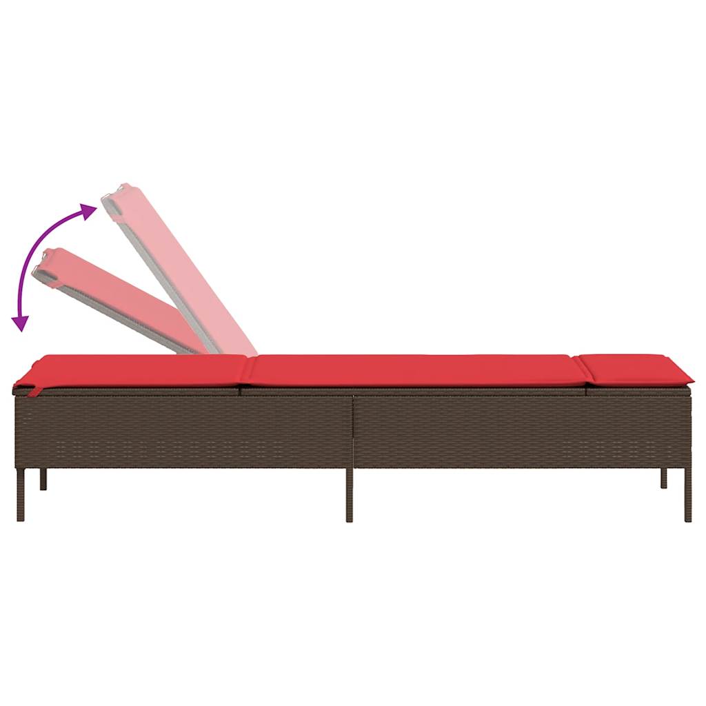 Sun Lounger Set with Cushion Outdoor Chaise Lounge 3 Piece Poly Rattan vidaXL - Picture 24 of 39