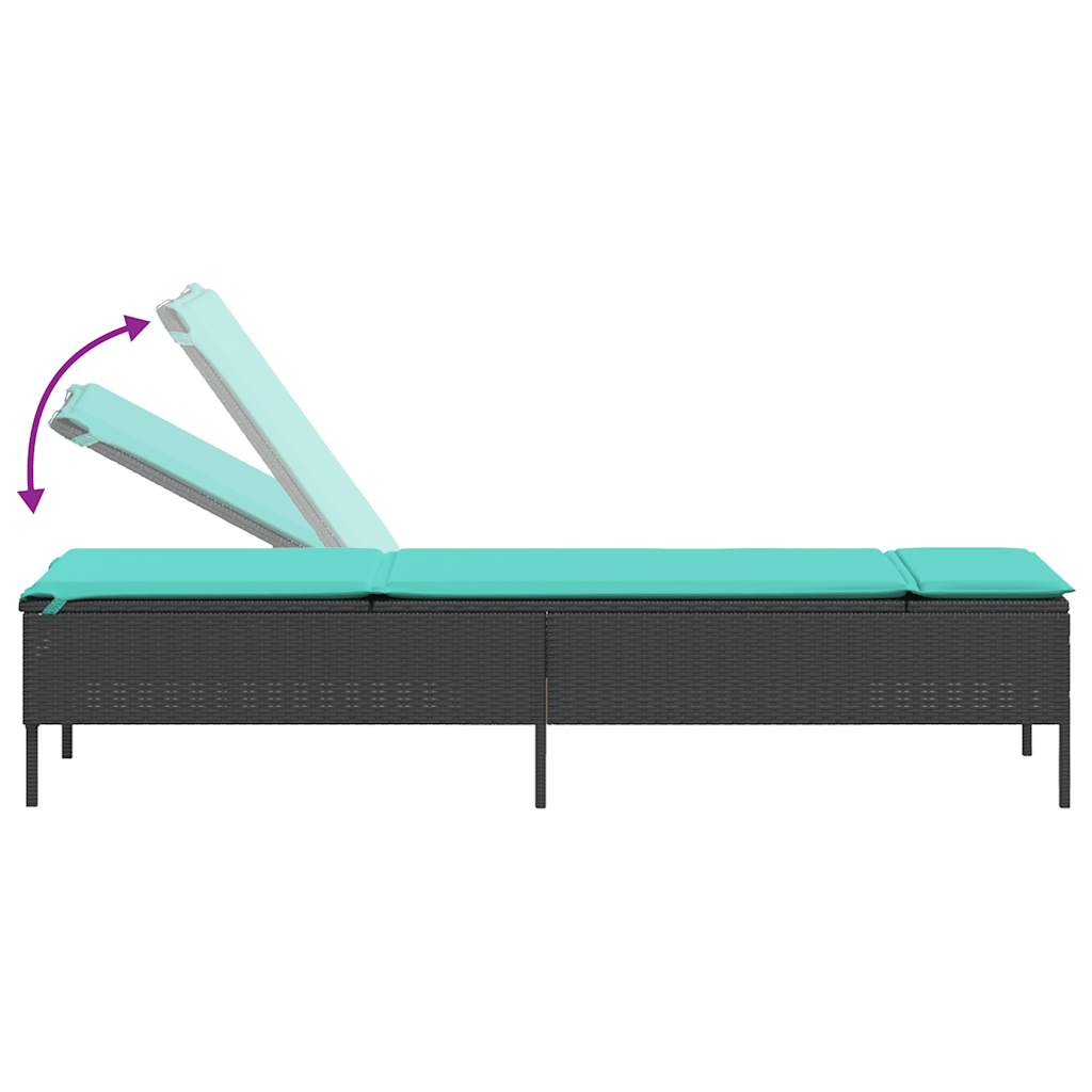 Sun Lounger Set with Cushion Outdoor Chaise Lounge 3 Piece Poly Rattan vidaXL - Picture 12 of 39