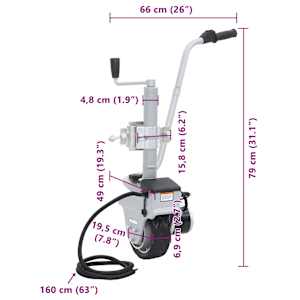 Hliníkové opěrné kolečko k přívěsu s motorem 12 V 350 W - obrázek 10