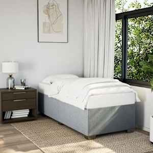 Posteljni okvir brez vzmetnice svetlo siv 80x200 cm blago