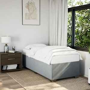 Posteljni okvir brez vzmetnice svetlo siv 100x200 cm blago