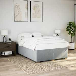 Rám postele bez matrace světle šedý 140 x 190 cm textil - obrázek 1
