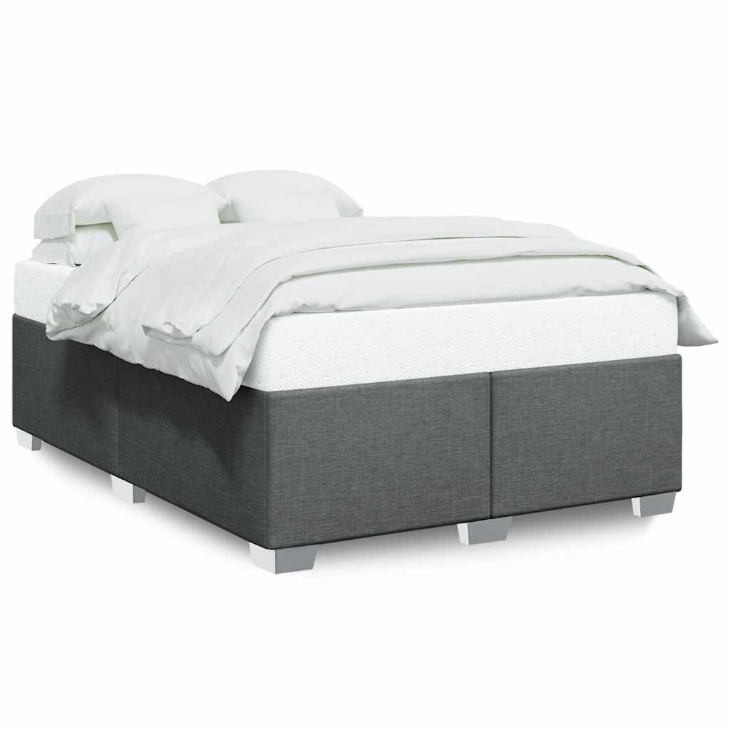 Bed Frame without Mattress Dark Grey Double Fabric - Image 2