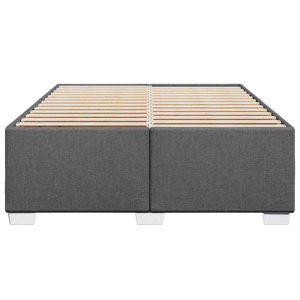 Bed Frame without Mattress Dark Grey Double Fabric - Image 4