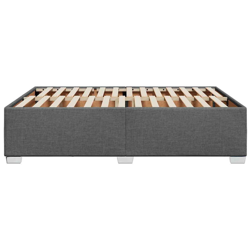 Bed Frame without Mattress Dark Grey Double Fabric - Image 5