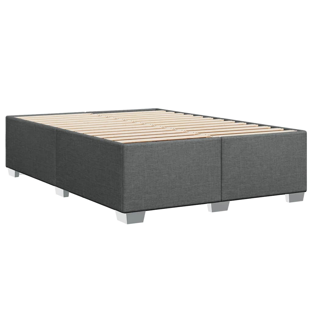 Bed Frame without Mattress Dark Grey Double Fabric - Image 6