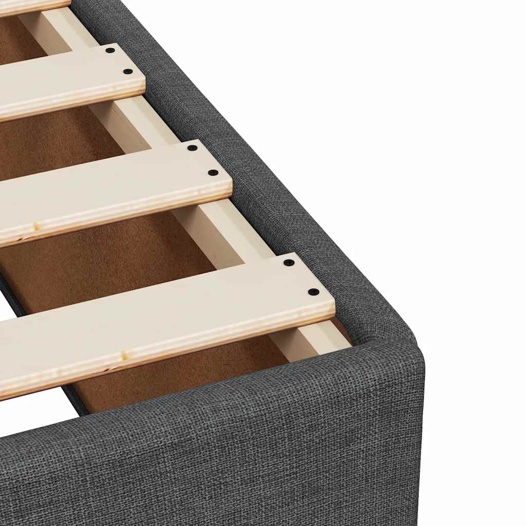 Bed Frame without Mattress Dark Grey Double Fabric - Image 7