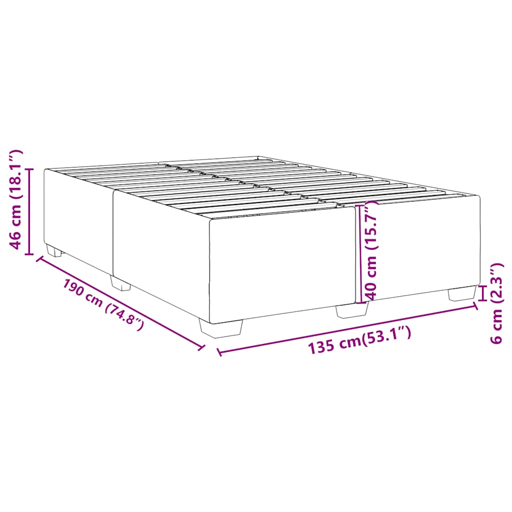 Bed Frame without Mattress Dark Grey Double Fabric - Image 9