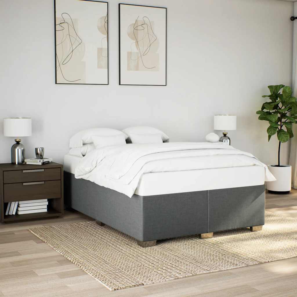 Bed Frame without Mattress Dark Grey Full Fabric