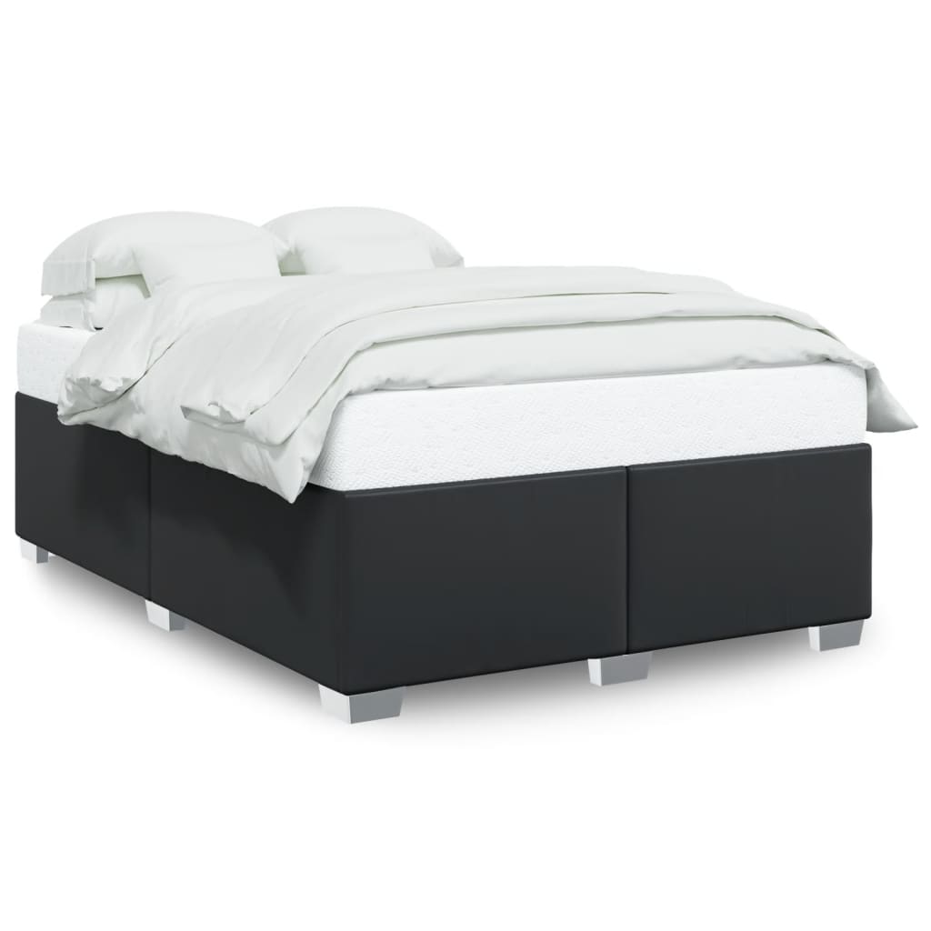 vidaXL Cadru de pat, negru, 160x200 cm, piele ecologică