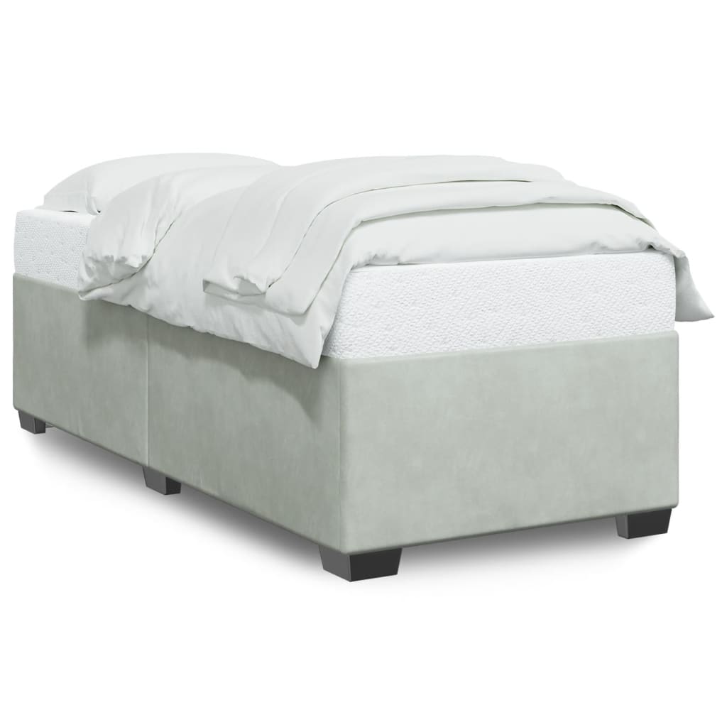 vidaXL Bedframe zonder matras 90x190 cm fluweel lichtgrijs grijs, foto 3