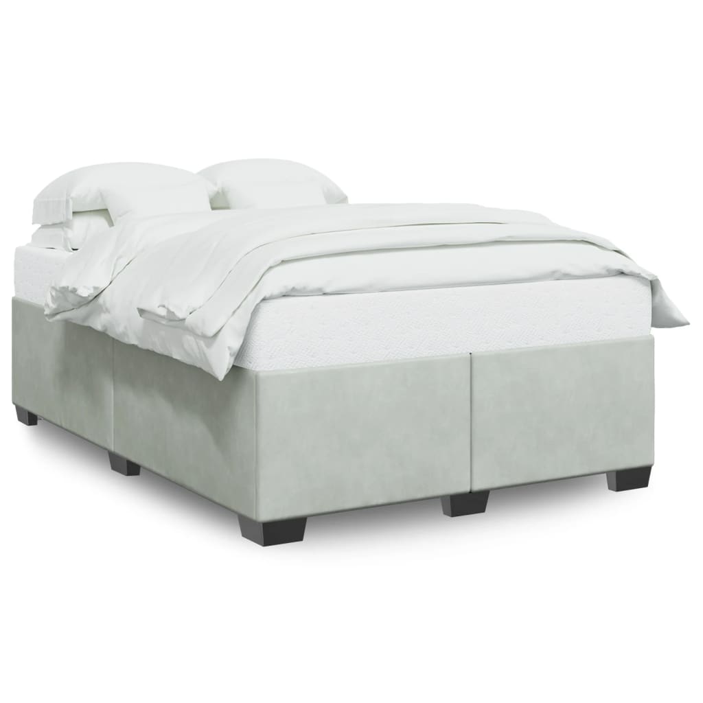 vidaXL Bedframe zonder matras 140x190 cm fluweel lichtgrijs grijs, foto 3
