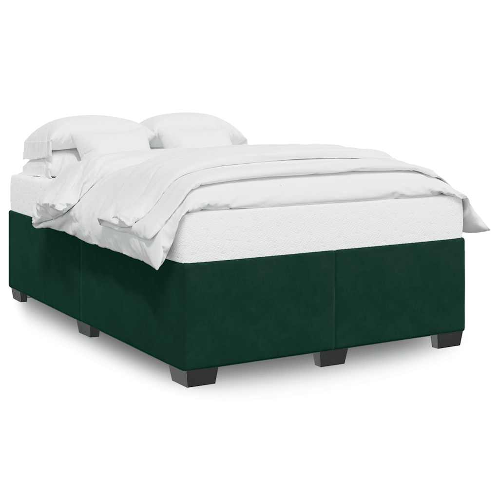 vidaXL Rám postele bez matrace tmavě zelená 140 x 190 cm samet