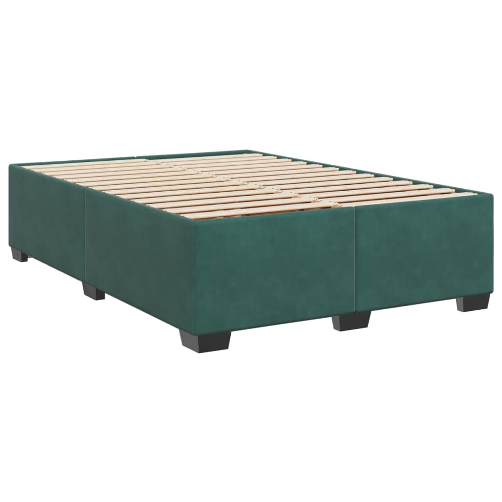 vidaXL Bedframe zonder matras 140x200 cm fluweel donkergroen afbeelding
