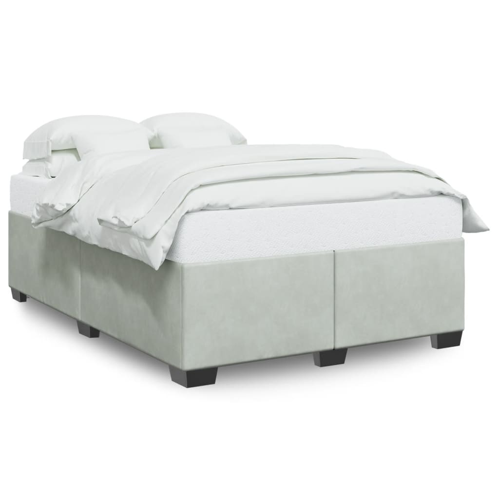 vidaXL Bedframe zonder matras 160x200 cm fluweel lichtgrijs grijs, foto 3
