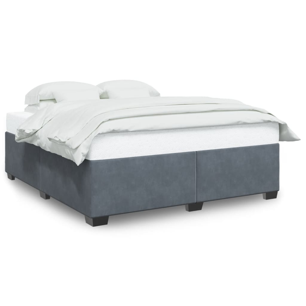 vidaXL Bedframe zonder matras 200x200 cm fluweel donkergrijs grijs, foto 3