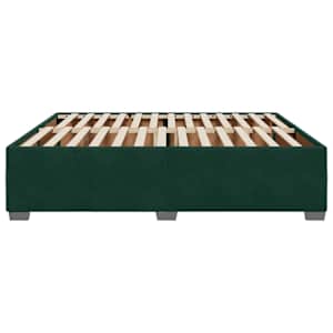 Rám postele bez matrace tmavě zelená 200 x 200 cm samet - obrázek 5