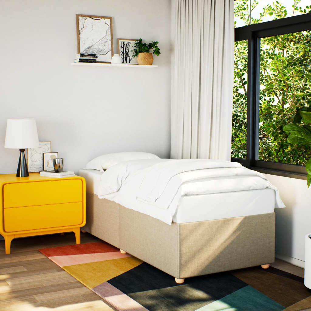 vidaXL Estrutura de cama em tecido 80x200 cm cor creme