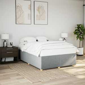 Posteljni okvir brez vzmetnice svetlo siv 140x190 cm blago