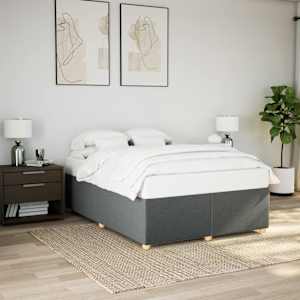 Posteljni okvir brez vzmetnice temno siv 140x190 cm blago