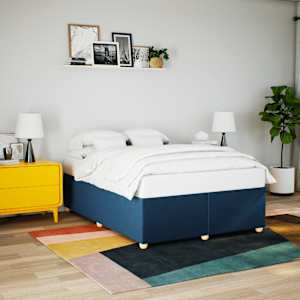 Rám postele bez matrace modrý 140 x 190 cm textil - obrázek 1