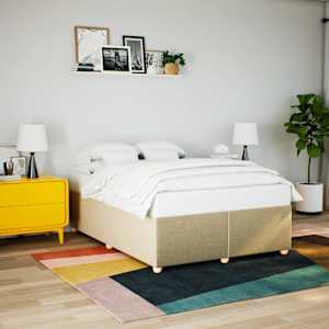 Posteljni okvir brez vzmetnice krem 140x200 cm tkanina