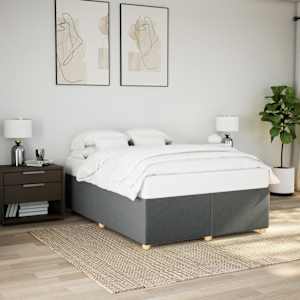 Posteljni okvir brez vzmetnice temno siv 160x200 cm blago