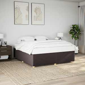 Rám postele bez matrace tmavě hnědý 180 x 200 cm textil - obrázek 1