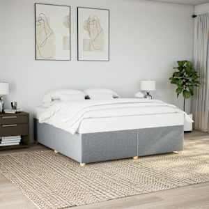 Rám postele bez matrace světle šedý 200 x 200 cm textil - obrázek 1