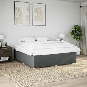 Rám postele bez matrace tmavě šedý 200 x 200 cm textil - obrázek 1