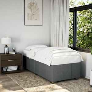 Posteljni okvir brez vzmetnice temno siv 90x200 cm blago