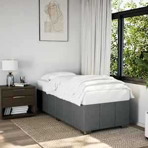 Posteljni okvir brez vzmetnice temno siv 100x200 cm blago