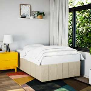 Rám postele bez matrace krémový 120 x 200 cm textil - obrázek 1