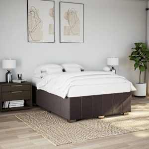 Rám postele bez matrace tmavě hnědý 140 x 190 cm textil - obrázek 1