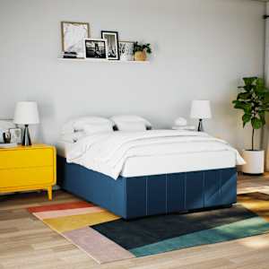 Posteljni okvir brez vzmetnice moder 140x190 cm blago