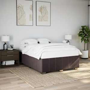 Rám postele bez matrace tmavě hnědý 140 x 200 cm textil - obrázek 1