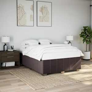 Rám postele bez matrace tmavě hnědý 160 x 200 cm textil - obrázek 1
