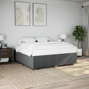 Rám postele bez matrace tmavě šedý 200 x 200 cm textil - obrázek 1