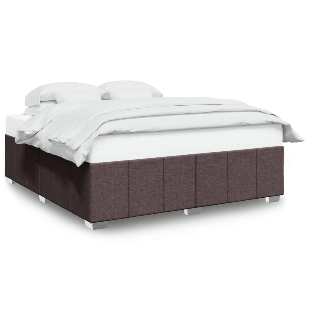vidaXL Bedframe zonder matras stof donkerbruin 200x200 cm bruin, foto 3