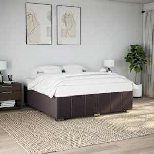 Rám postele bez matrace tmavě hnědý 200 x 200 cm textil - obrázek 1